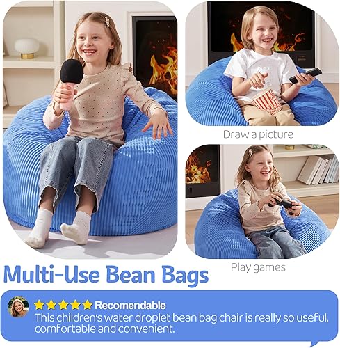 Miniatura 43 de Homguava Puf de 3.5 pies: puf de lágrima con relleno de espuma viscoelástica, sillas compactas de puf, sofá suave con funda de pana (gris)