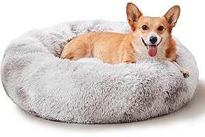 Bodiseint Calming Dog & Cat Bed: Modern Soft Plush Round Pet Bed