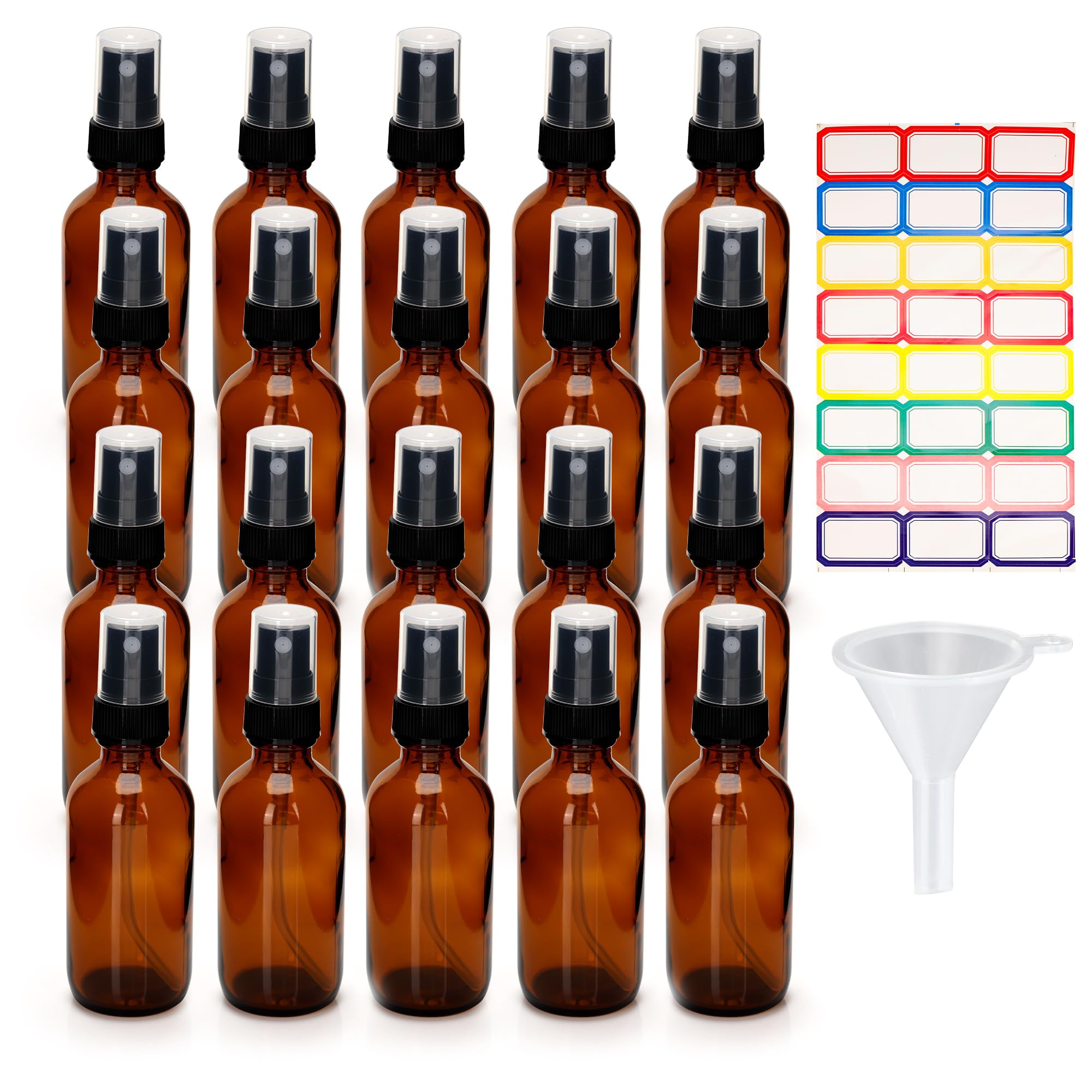 Azkeegrey Amber 20 Pcs Glass Spray Bottles 60 Ml/2 Oz Empty Fine Mist Spray Bottle Refillable Travel Spray Bottles For Liquids, Perfumes, Cosmetic Sprays