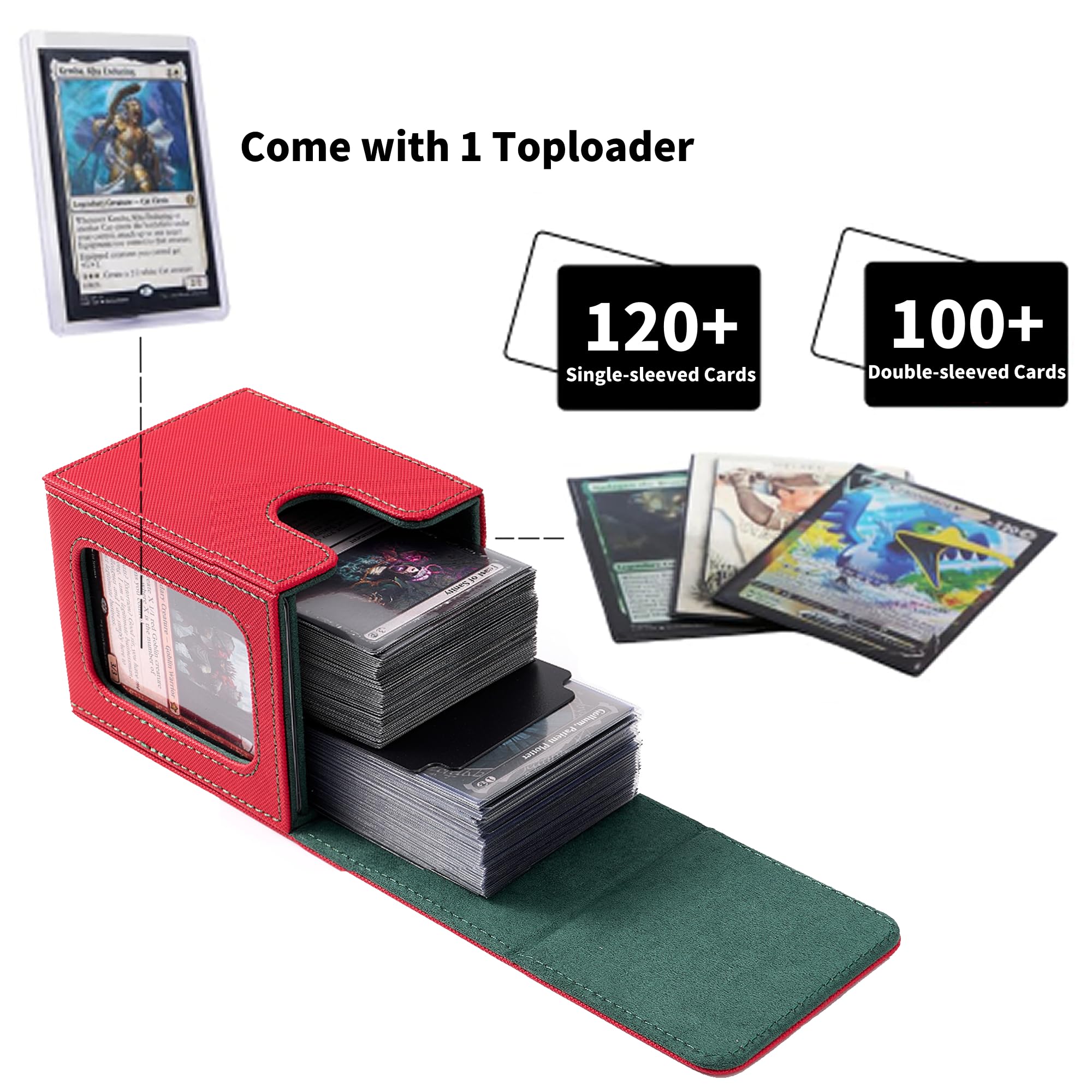 Amazon.com: Venssu MTG Deck Box with Commander Display, Angel Card Deck  Case Fits 120 Single Sleeved Cards, TCG Card Storage Box with 2 Dividers  and 1 Toploader (White＆Grey) : Toys & Games