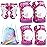 SULIFEEL Rainbow Unicorn Knee Pads for Kids Knee Elbow Pads Wrist Guards with Drawstring Bag Adjustable Protective Gear Set for Girls Roller Skating Bike Cycling Skateboard Scooter Rose Red Small
