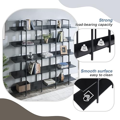 Miniatura 8 de Harper & Bright Designs Estantería abierta de 5 niveles para oficina en casa, estante de estilo industrial vintage con marco de metal, tablero de MDF