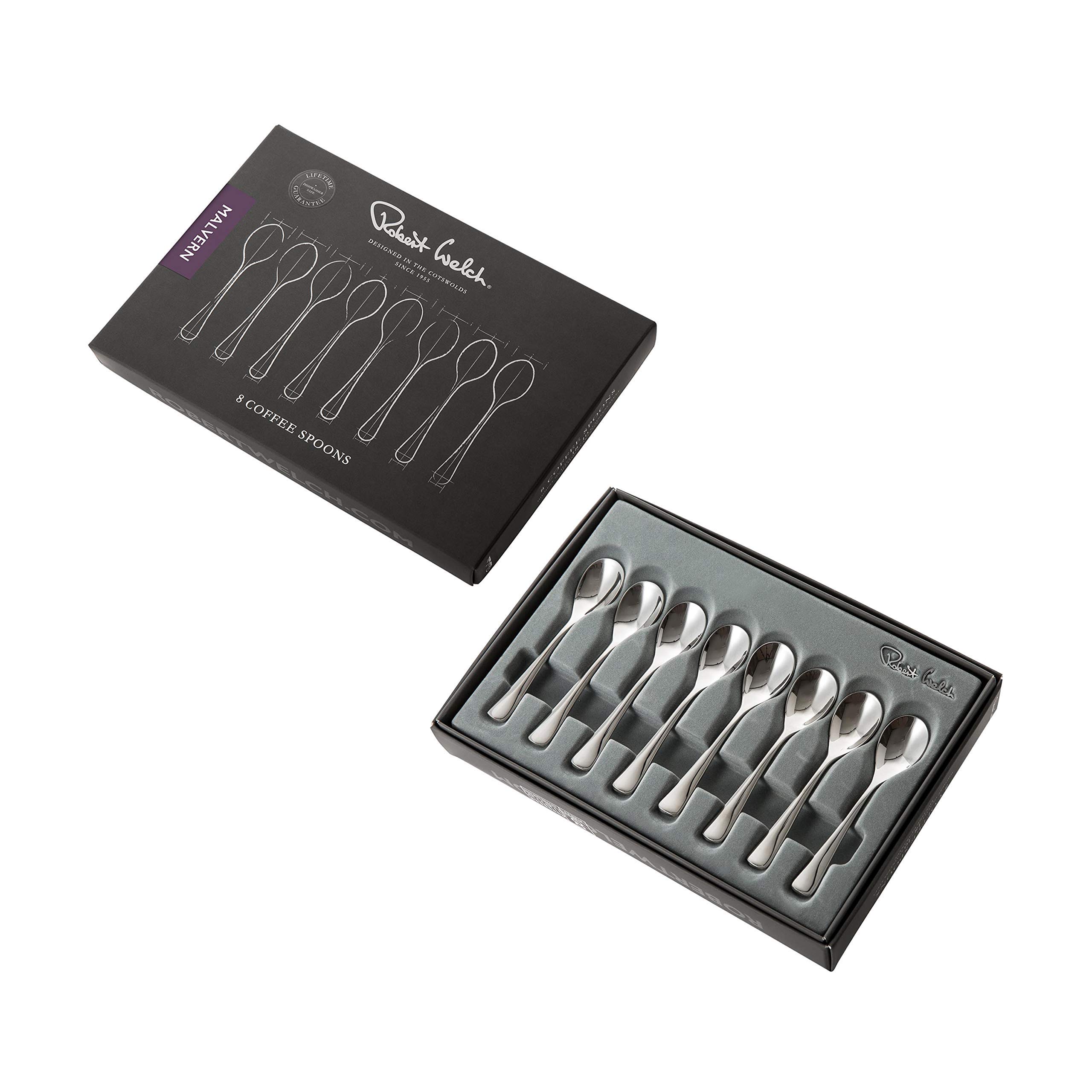Robert Welch | Malvern luminoso - Juego de 8 cucharaditas | Acero inoxidable