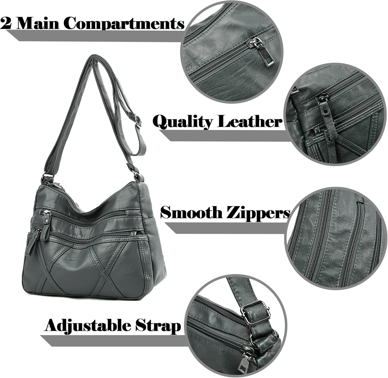 Gladdon Small Crossbody Bags for Women Leather Shoulder Purses Vegan Womens Cross body Bag Lightweight | Small, Leather, Vegan, Womens, Lightweight - Image 5