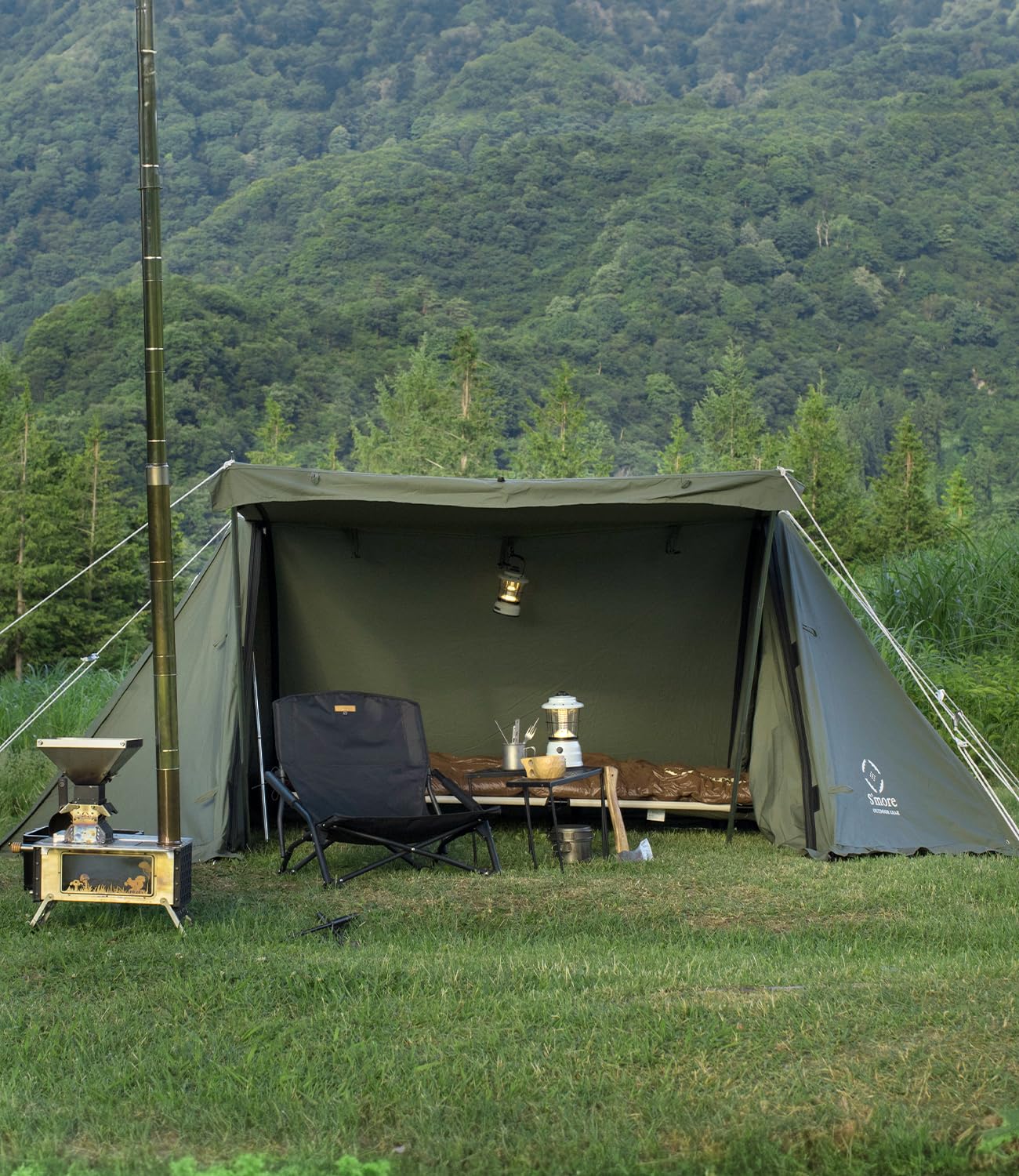 S'more Kleine Base Camping Tent, 4 Season Luxury Outdoor Camping and Glamping Tent for 2 Adults, Breathable Waterproof Cloth with Screen Inner Tent(Extra) and Carry Bag (Green)