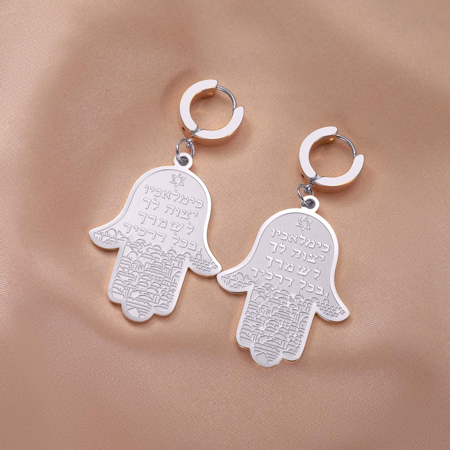 VASSAGO Hamsa Hand of Fatima Dangle Earrings Jewish Star of David Hoop Earring for Women Hebrew Amulet Symbol Jewelry Gift - Image 4