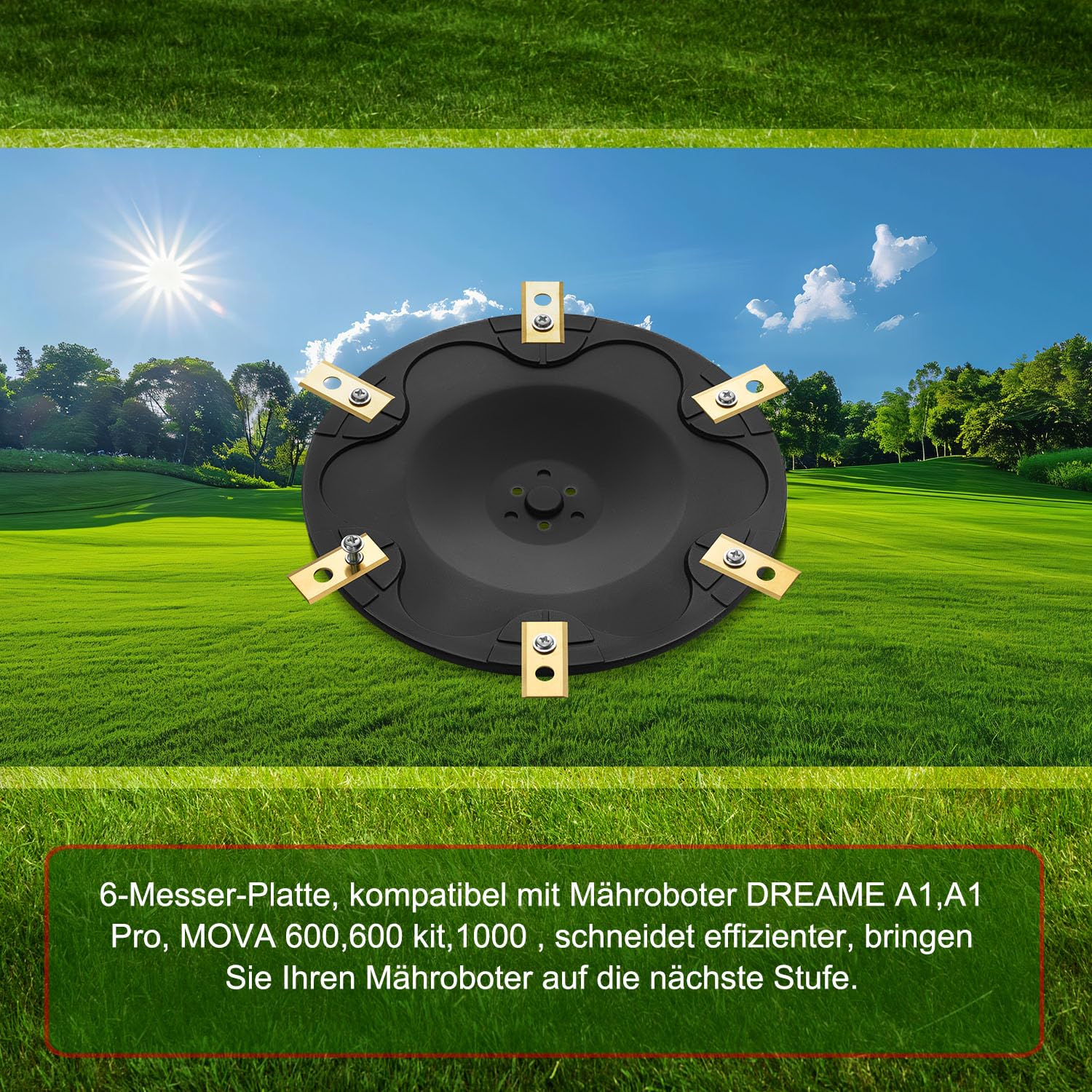 [AUFRÜSTUNG] Messerteller + 6 Stück Klingen Kompatibel mit DREAME | MOVA & DCK Mähroboter Messerscheibe Rasenroboter Drehscheibe