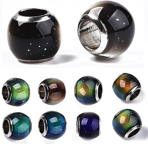 50 cuentas de cristal de estado de ánimo, con detección de temperatura, cambio de color, cuentas europeas que cambian de color con temperatura,