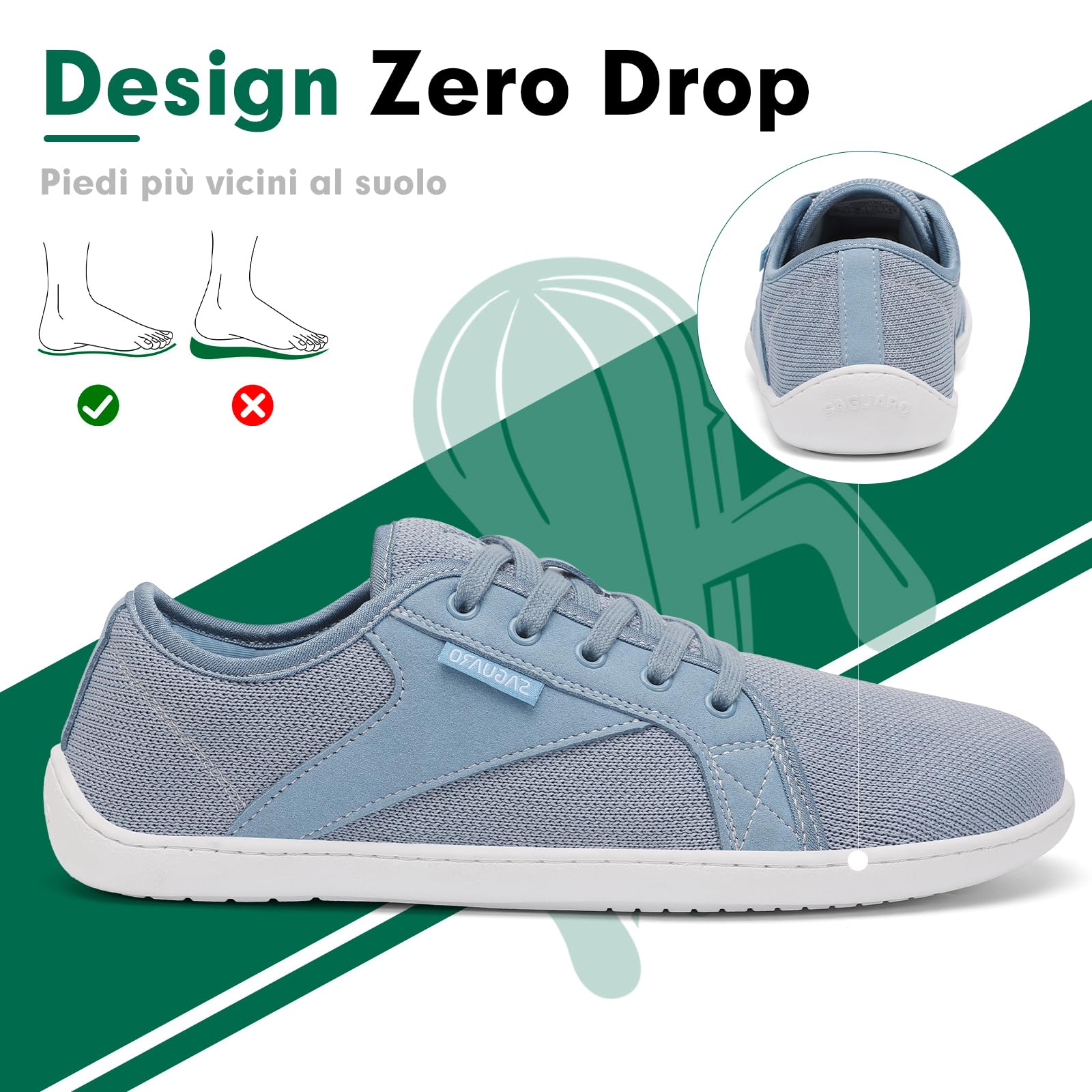 SAGUARO Unisex Knit Scarpe Barefoot con Suola Zero Drop, Luck Ⅰ, Taglie 36-48