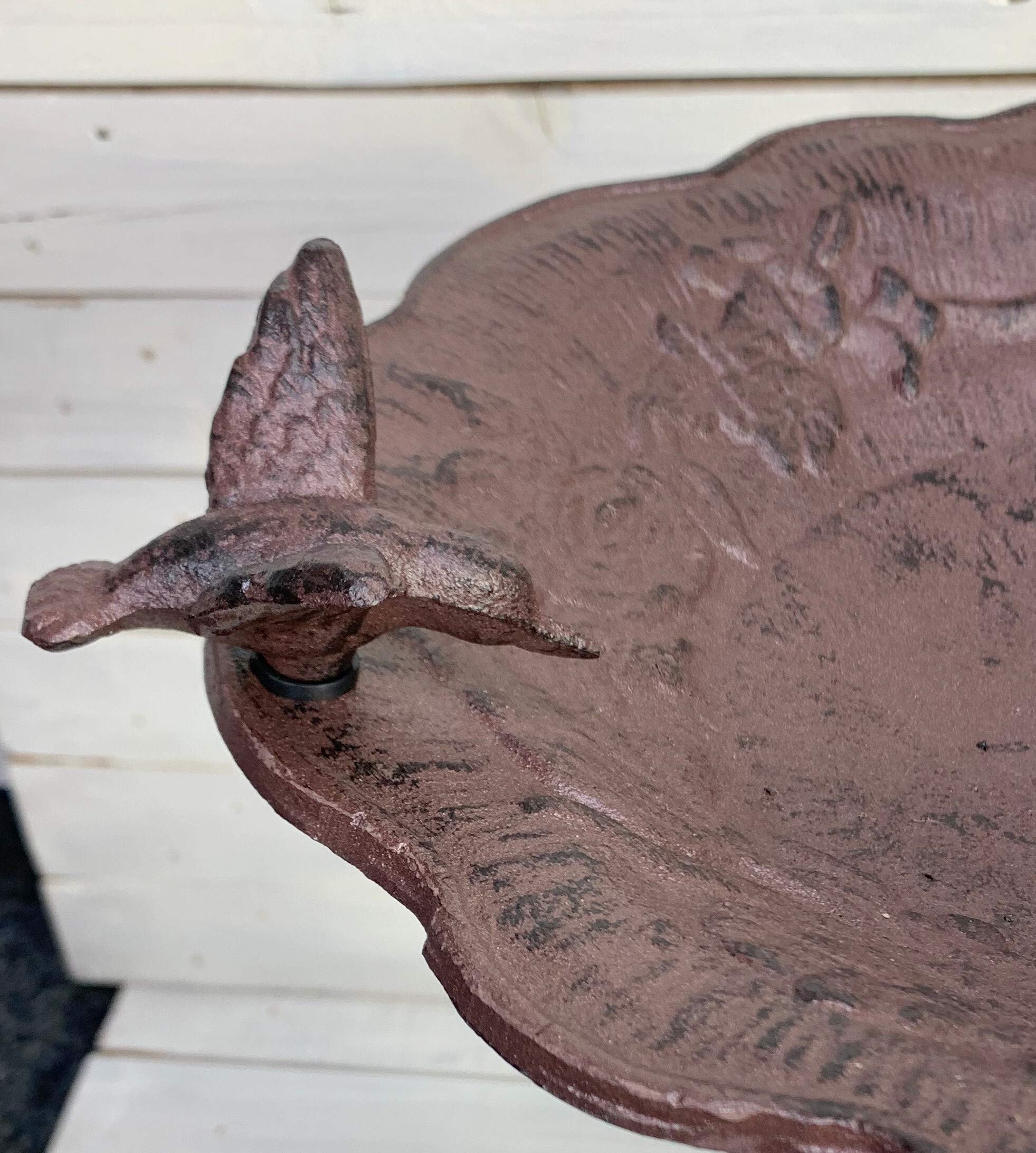 Moritz Vogeltränke Gusseisen Wildvogeltränke für Garten Vogelbad mit Ständer antikes Design 58cm hoch Braun