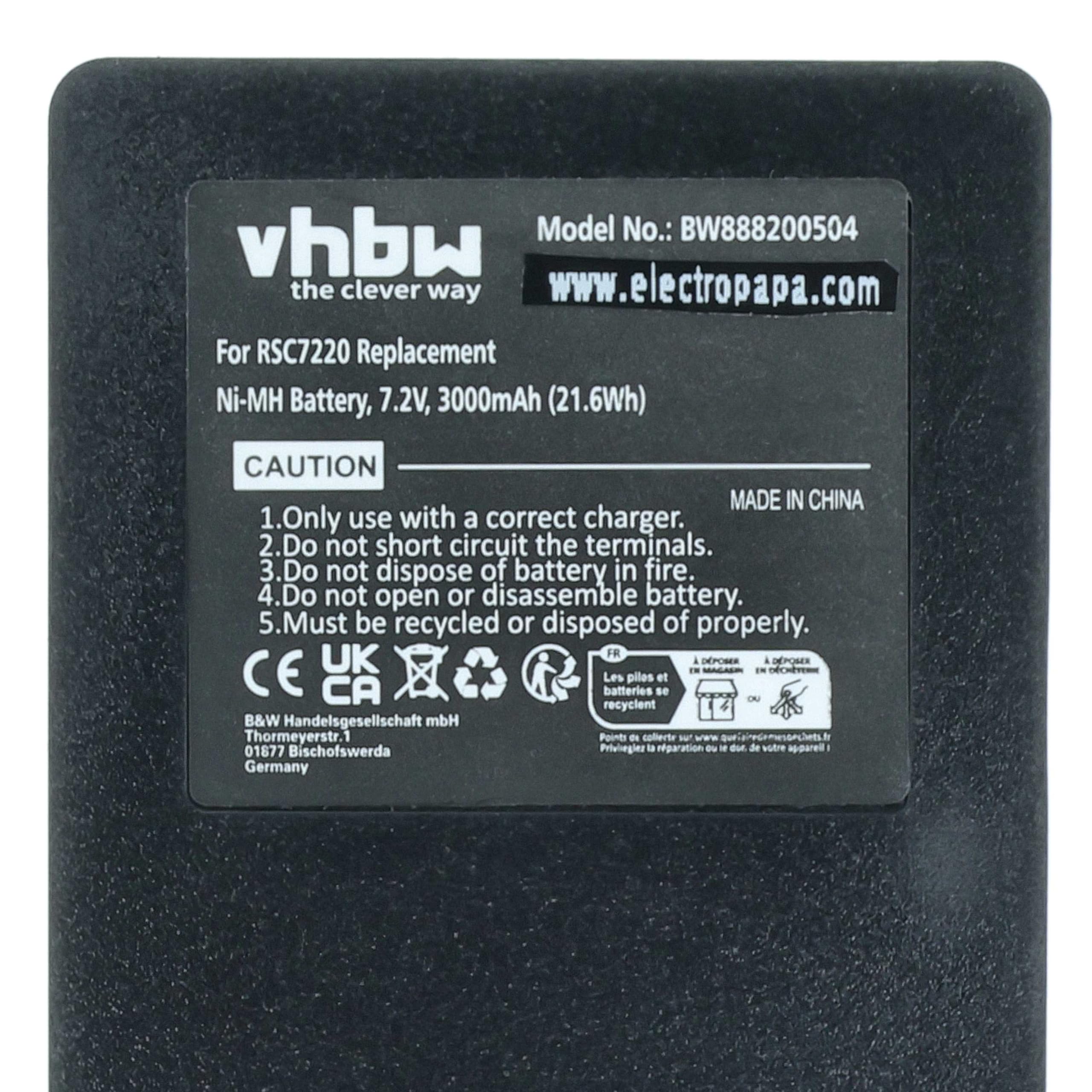 vhbw 2x batteria sostituisce Scanreco RSC7220 per Radiocomando Industriale, Telecomando (3000mAh, 7,2V, NiMH) - Nero