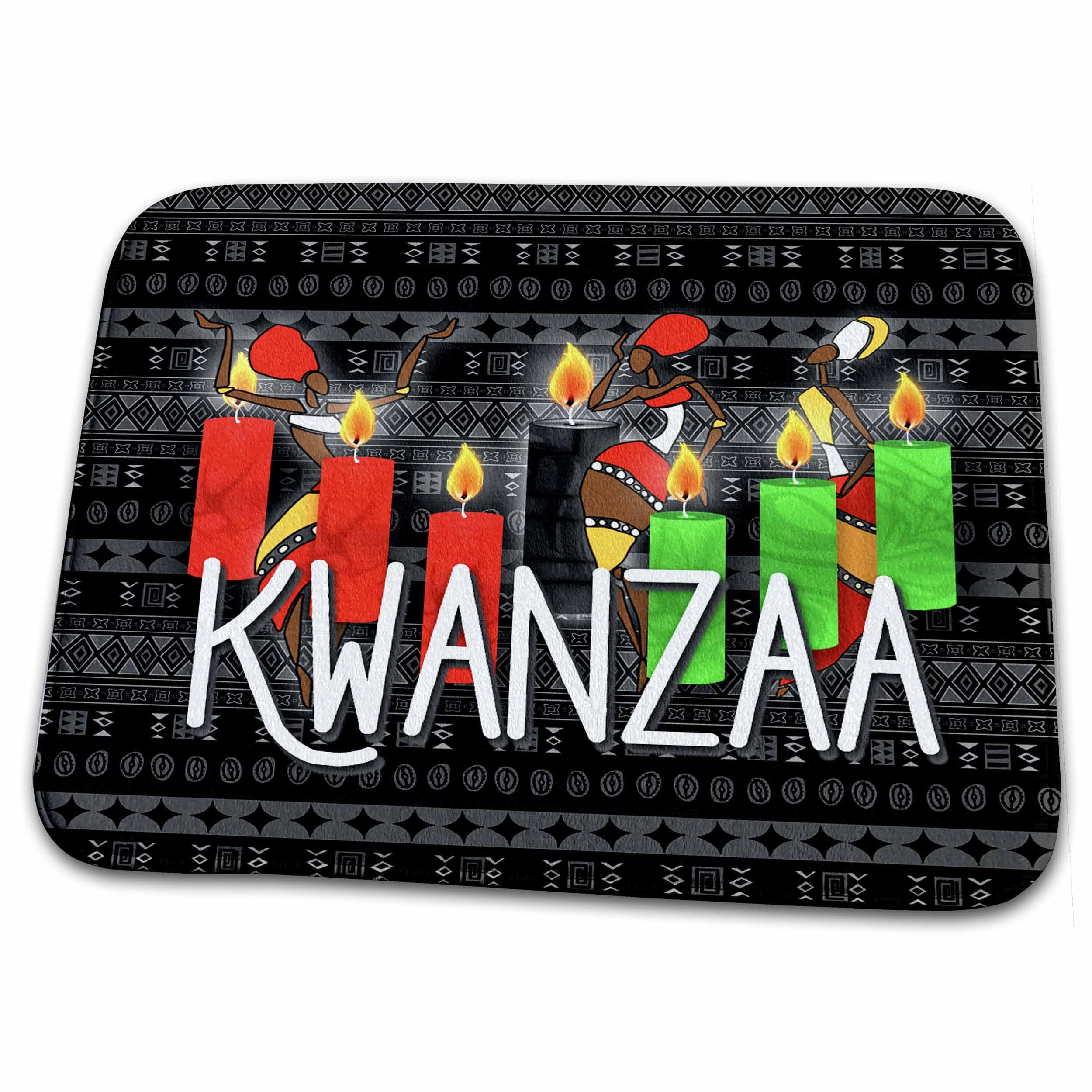 3dRose Bathroom Bath Rug Mat - Kwanzaa African American Dancers and Kinara Candles Kwanzaa