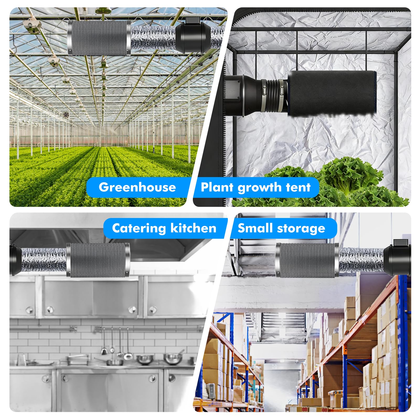 Filtro de Carbón Activo 100mm con Cuerda,Espesor de la Capa de Carbono de 38 mm,para Tentes de Cultivo,Ventiladores en Línea y Cultivo Interior