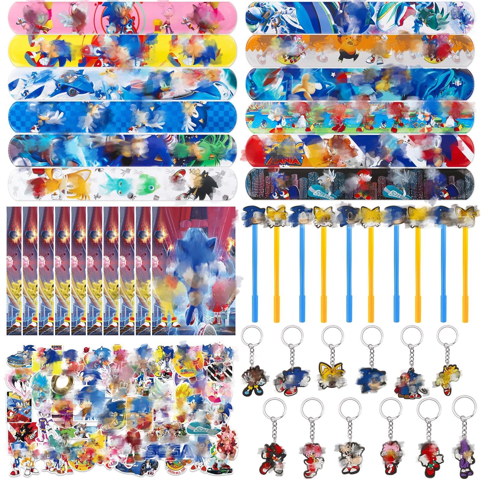 Party Bag Fillers, Kids Party Bags Favours, Birthday Gift Party Bags, Theme Birthday Party Supplies, Party Goodie Bags Slap Bands Stickers Keyrings Pen for Boys Girls Kids Birthday Supplies Decoration