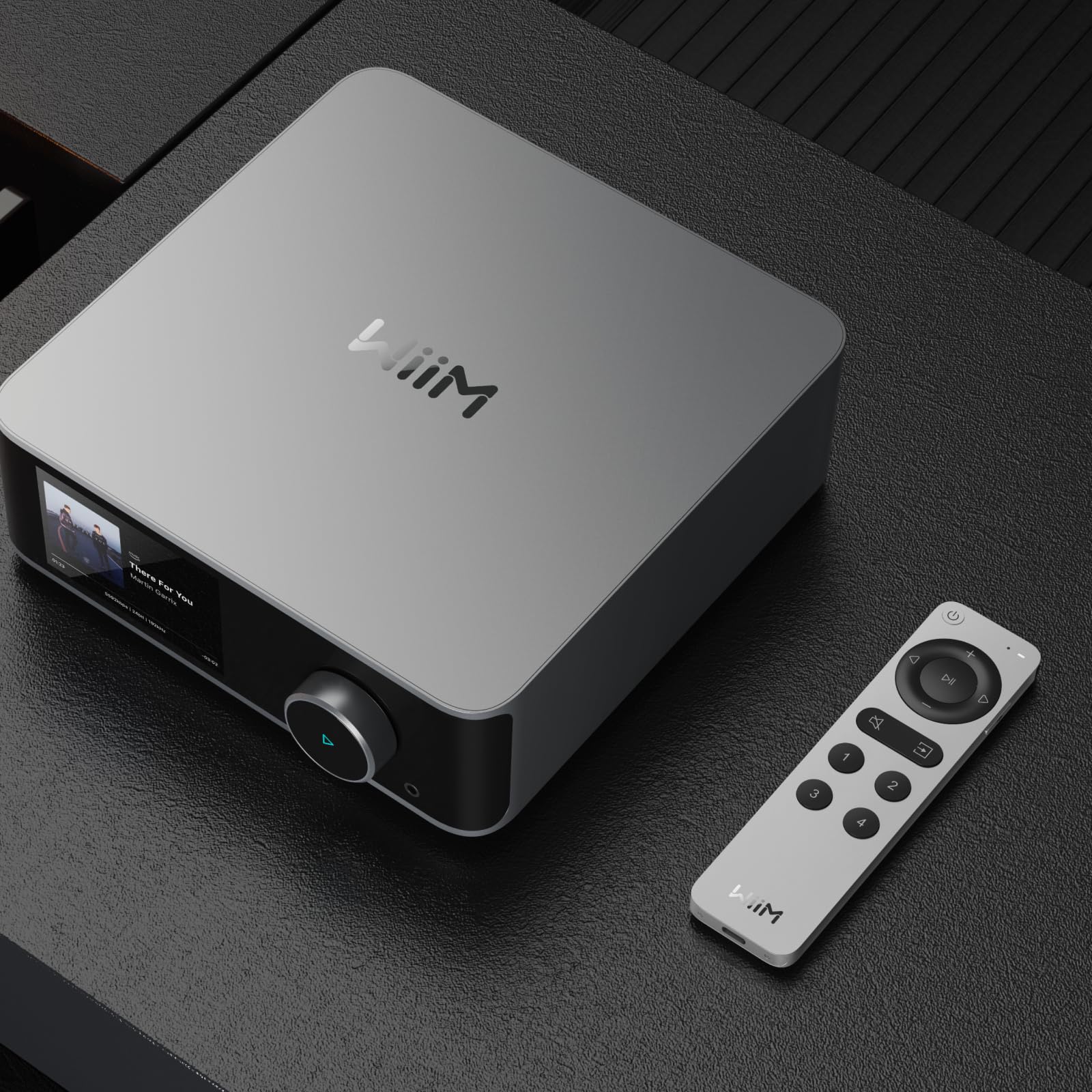 WiiM Voice Remote 2 pour streamer et amplificateur de musique | Push-to-Talk, 4 boutons intelligents | Batterie rechargeable | Design en aluminium | Télécommande Bluetooth