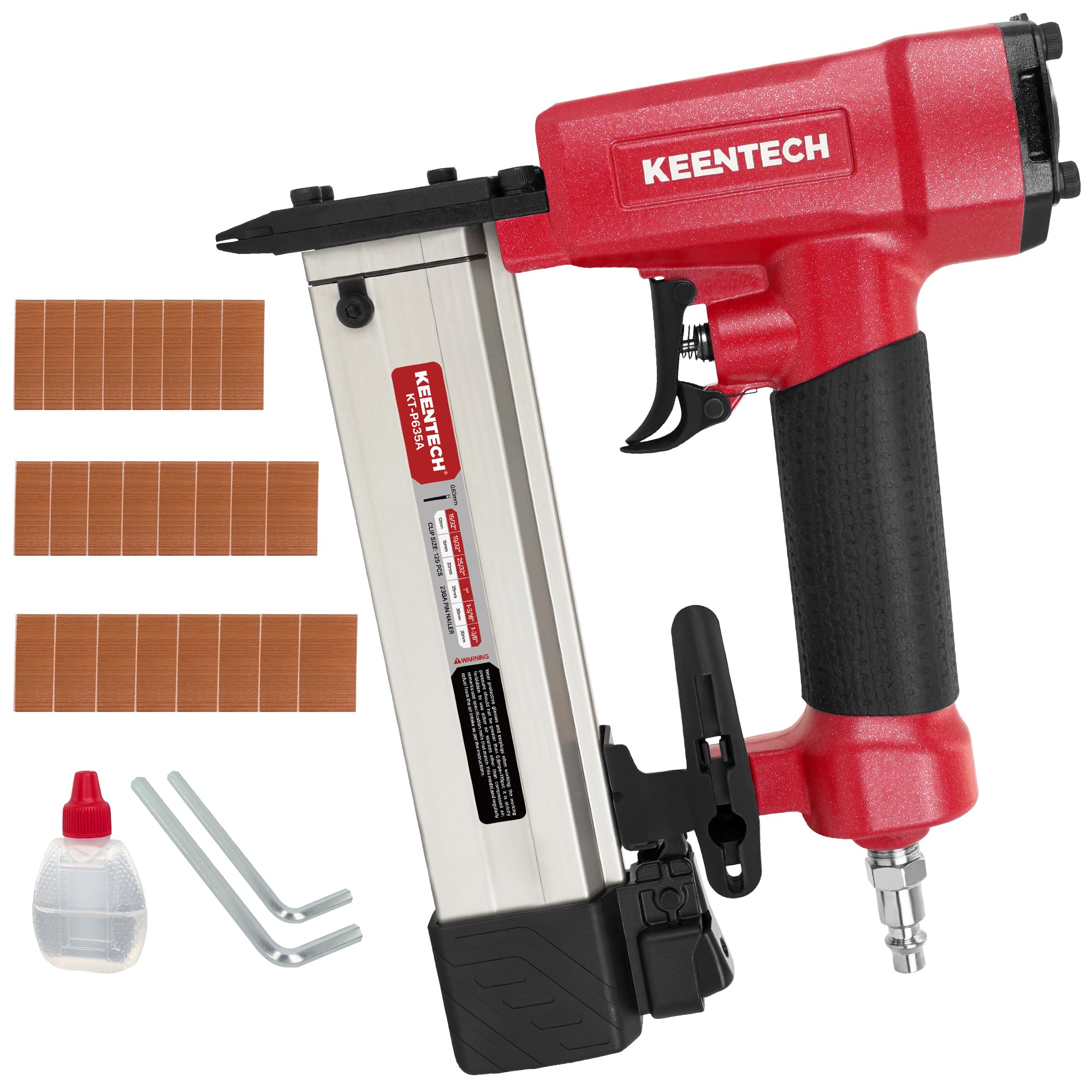 KEENTECH Pneumatic Pin Nailer 23 Gauge with 2,160 1/2" to 1-3/8" Pin Nails