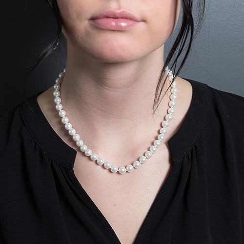 Miniatura 2 de KEZEF 8mm - 14mm Faux Pearl Necklace  Cream White Simulated Faux Pearl Necklace for Women Girls and Men  Hand Knotted Strand  16 - 20