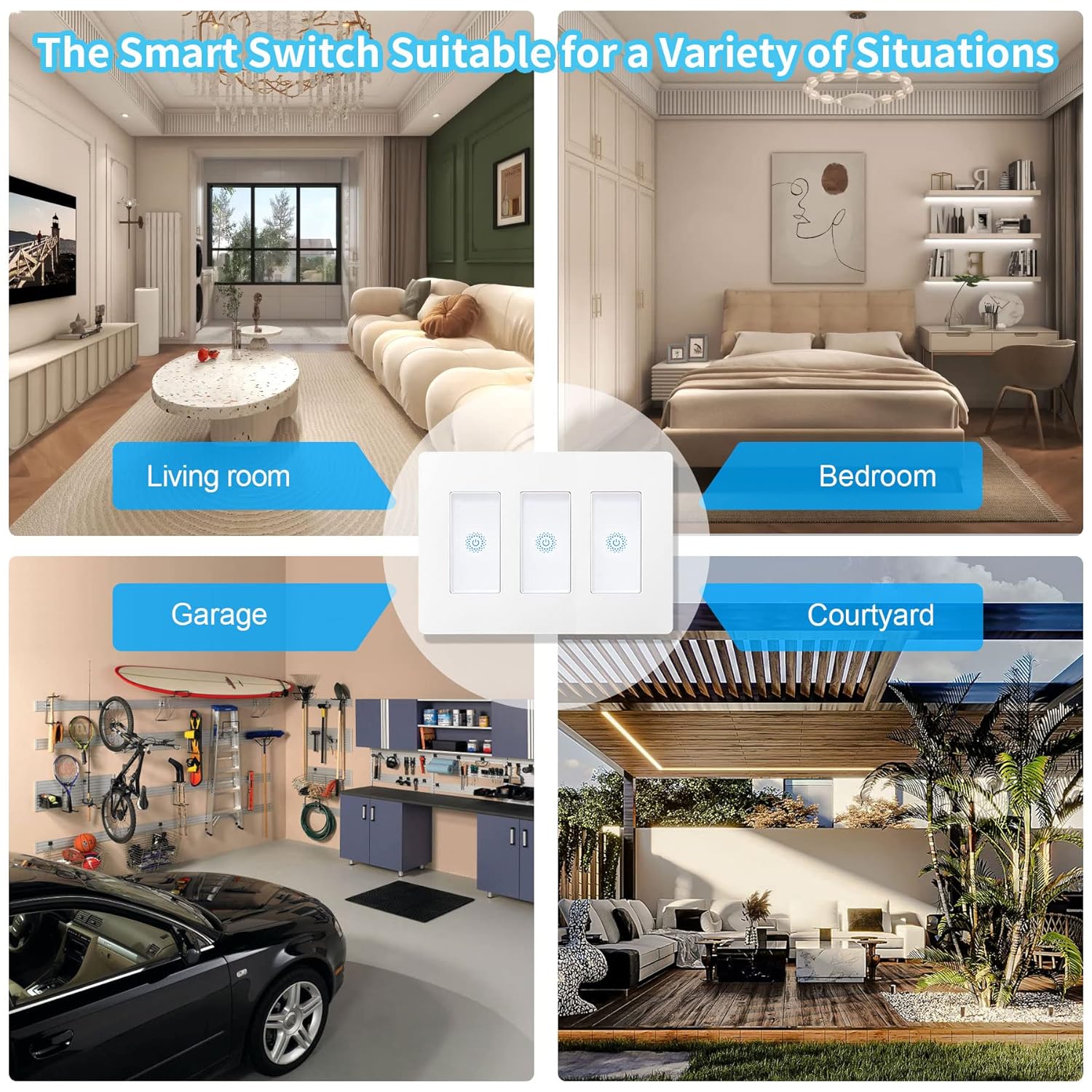 Milfra Touch Smart Switch - 3 Gang, WiFi Light Switches, Alexa Compatible, Neutral Wire Needed, No Hub Required