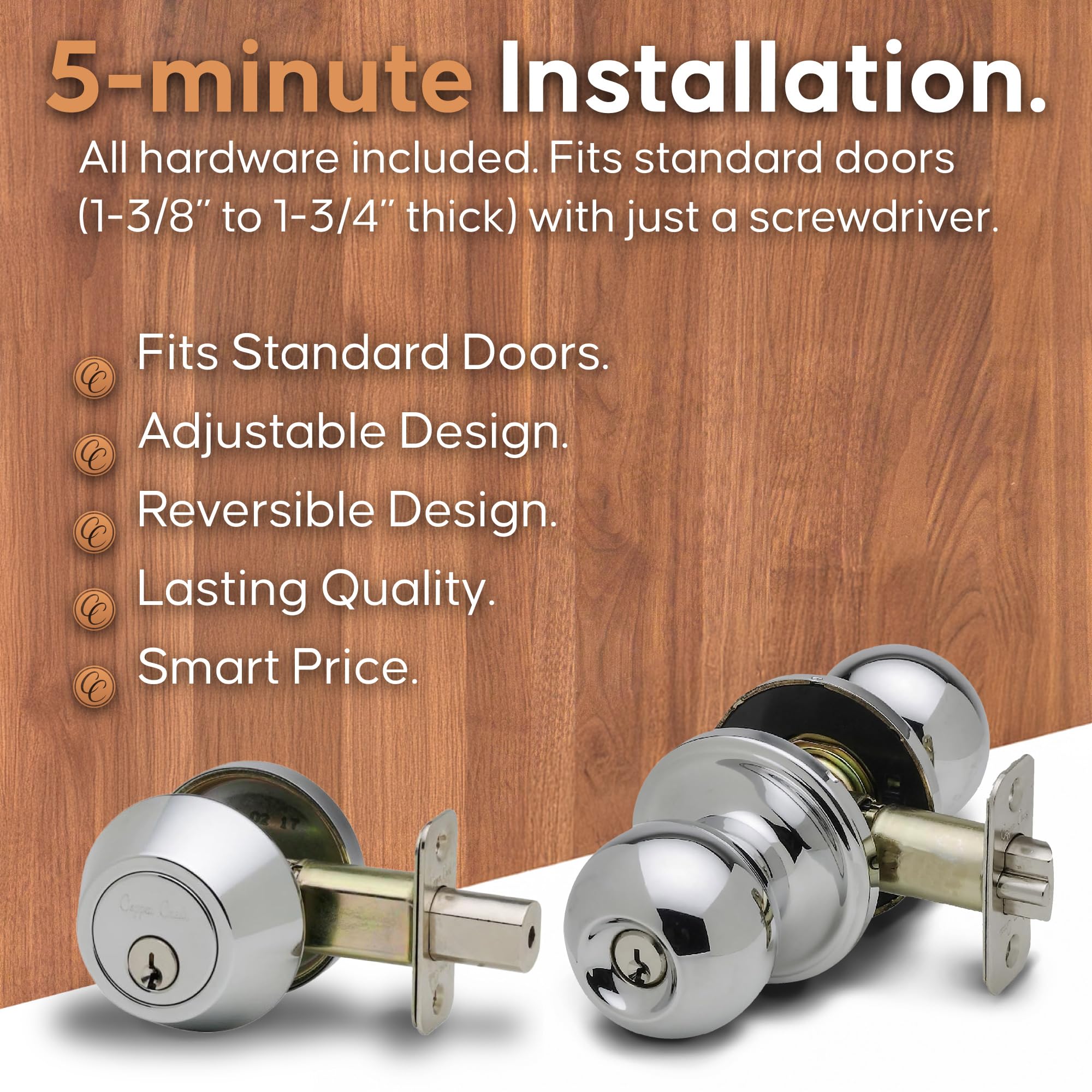 Amazon | Copper Creek BKDB141PS ボールドアノブ 同一鍵 デッド