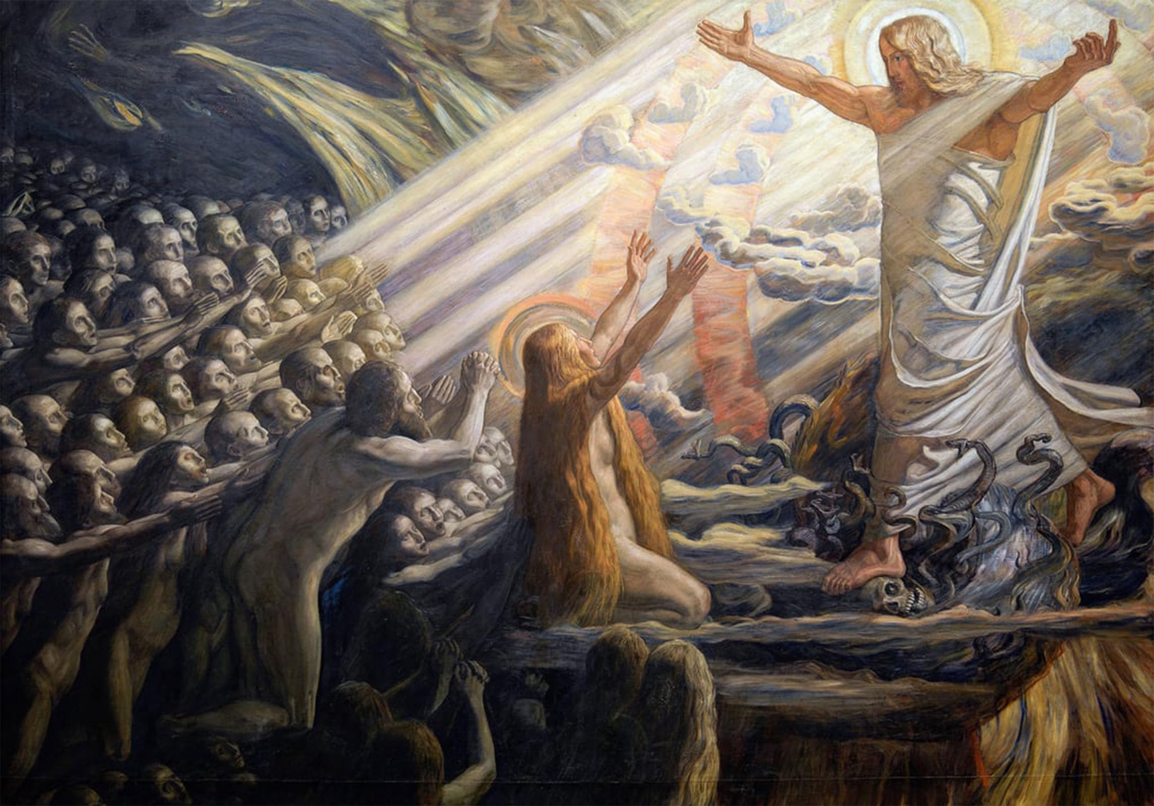 SERENDIPITP Retro Picture Poster Wall Art Pictures Painting Christ in the Realm of the Dead by Joakim Skovgaard Wall Art Canvas Print for Wall Decor 60x90cm