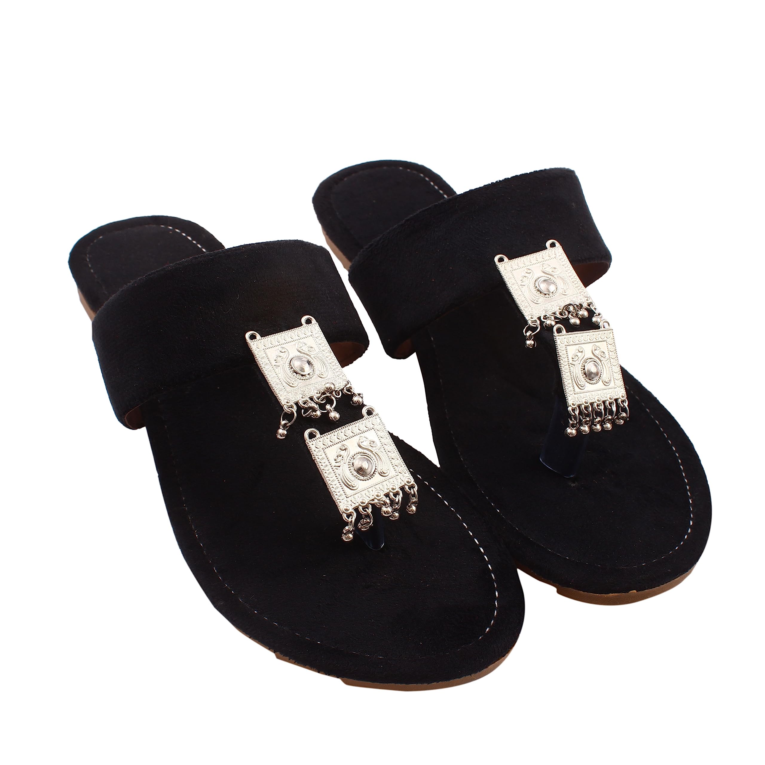 Womens Ethnic Flats, Womens Traditional Slip-On Slipper, Rajasthani Chappal Banjara Style (Ethnic Flats) (Black, numeric_9) (B0C977SZHL) Amazon Price History, Amazon Price Tracker
