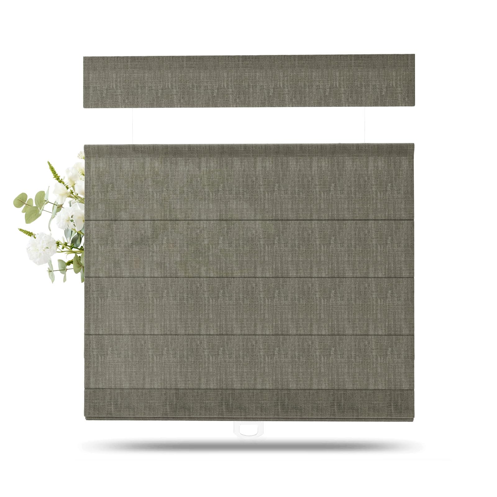 TWOPAGES Liz Linen Top Down Bottom Up Roman Shades for Windows, Sepia