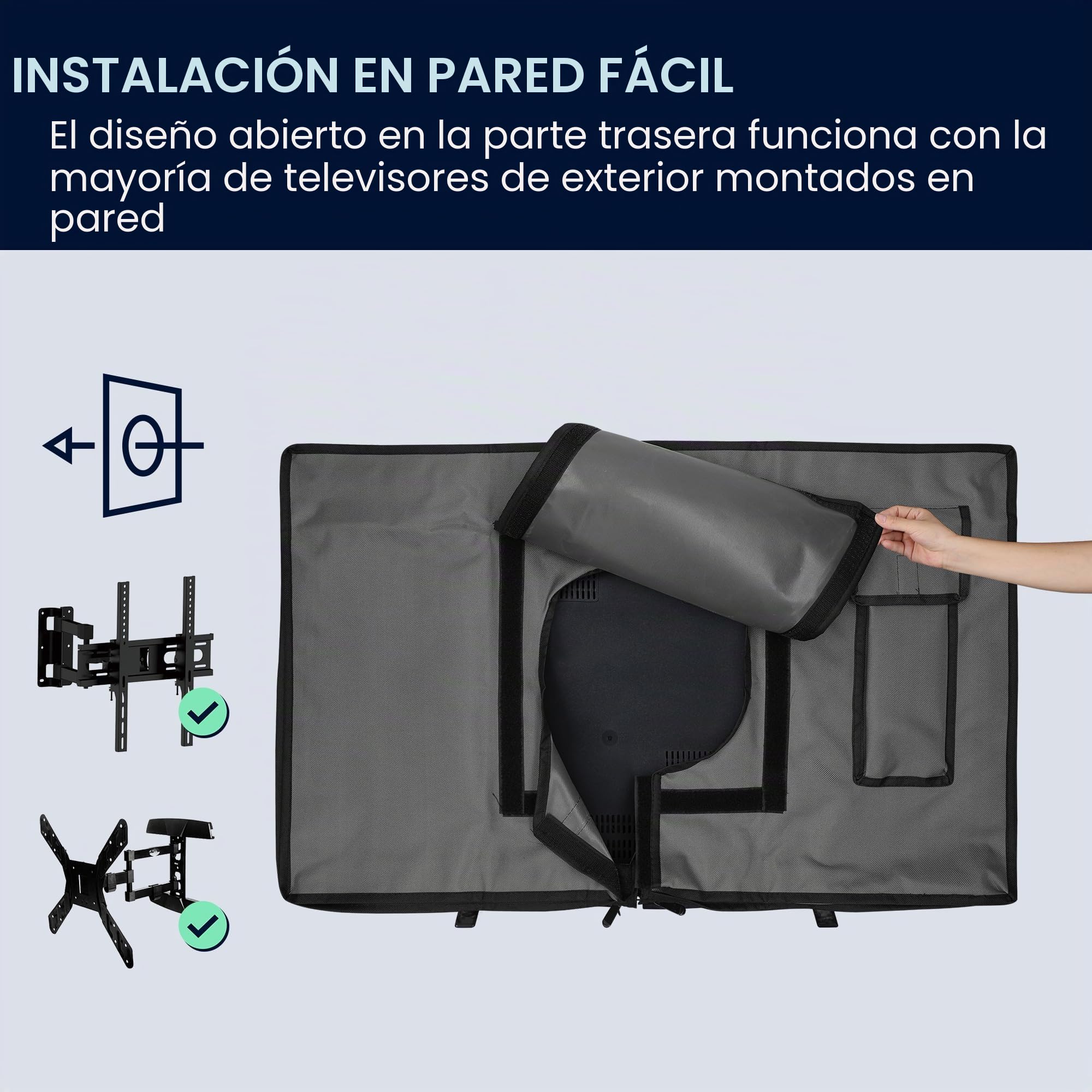 kwmobile 32" TV Funda exterior con cremallera para TV - Cubierta para televisor de exterior - Funda protectora para pantalla - gris oscuro
