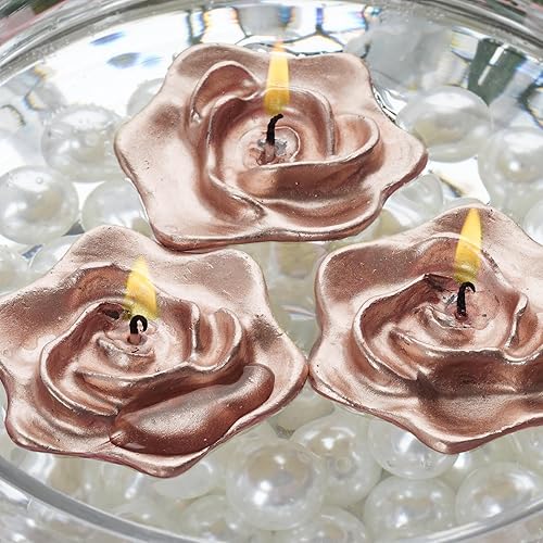 Efavormart - Paquete de 4 velas flotantes de flor de rosa dorada de 2.5 pulgadas, rellenos de jarrón de boda