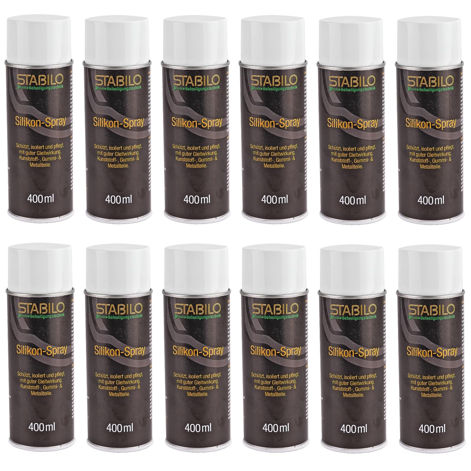 12x Silikon-Spray 400ml | Sprühfett, Gleitspray, Silikonfett, Schmieröl | Schützt, isoliert und pflegt