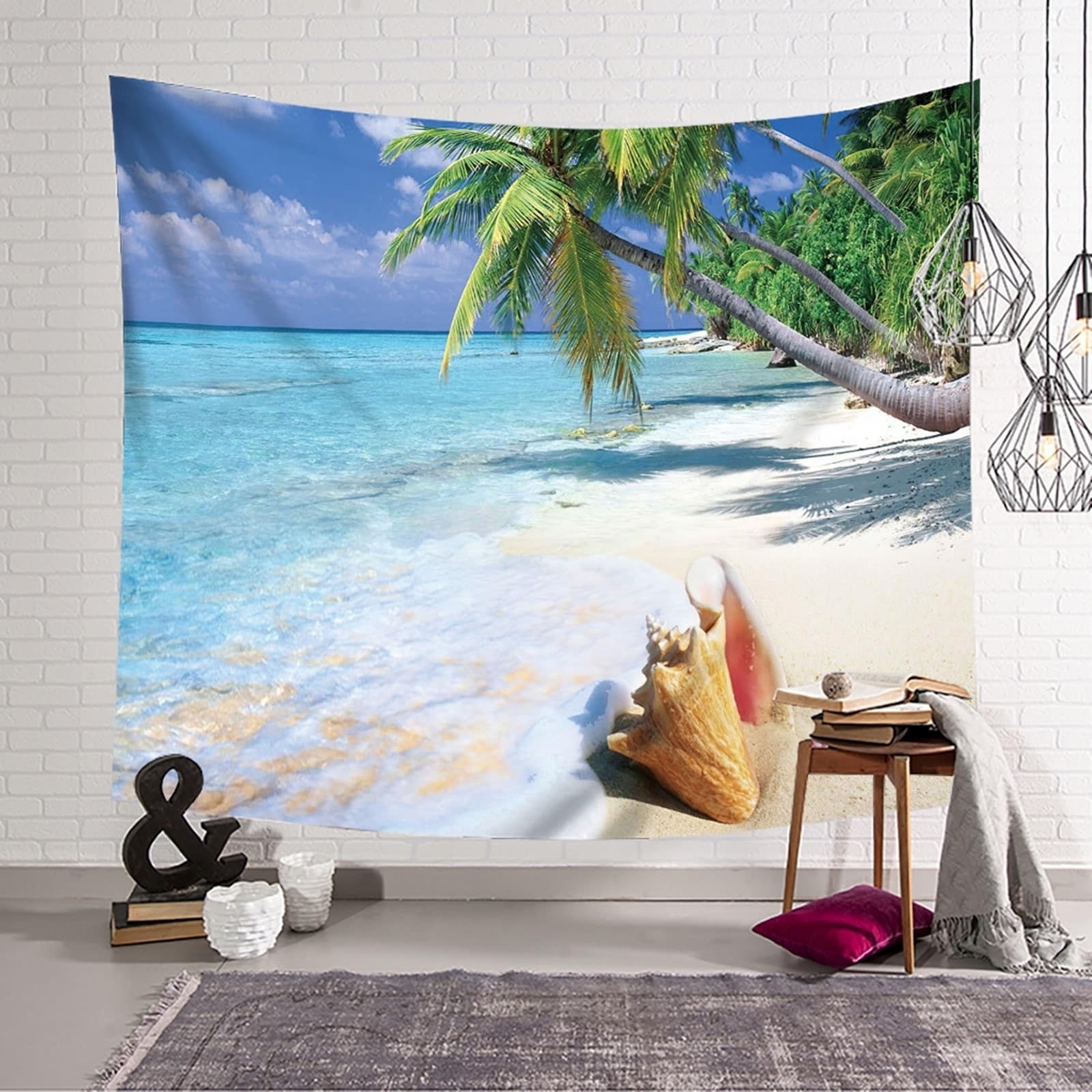 Tapestry niebiesko-zielony, poliester gobelin plażowy dywan ścienny 240 x 220 cm
