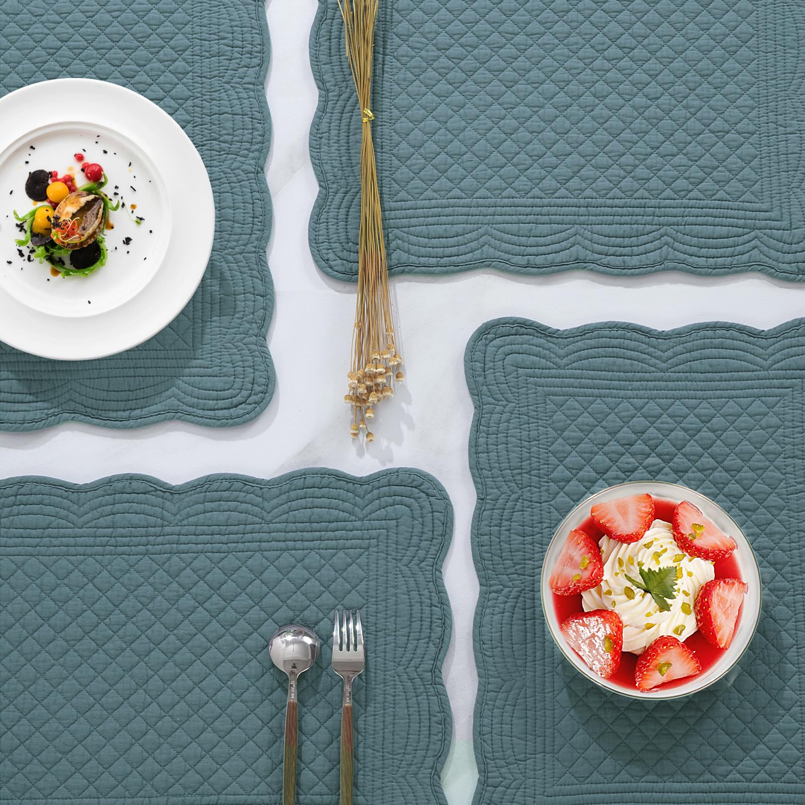 MABOZOO Gewatteerde placemats van 100% katoen, set van 6, wasbare stoffen tafelplacemats voor keuken en eettafel, rechthoekige roze plaatmatten (roze, 6 MABOZOO Gewatteerde placemats van 100% katoen, set van 6, wasbare stoffen tafelplacemats voor keuken en eettafel, rechthoekige roze plaatmatten (roze, 6
