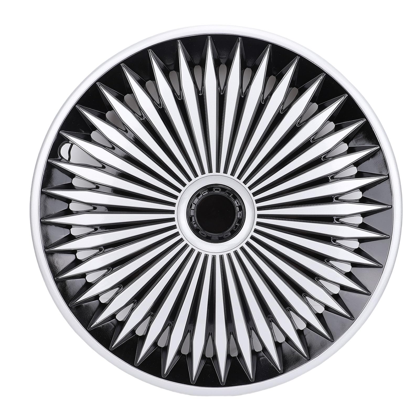 Set mit 4 16-Zoll-Radkappen, Radnabenkappen-Ersatz, Einrastende R16-Radabdeckung für, Ideal für Autokappenschutz-Modifikationszubehör (Silber Schwarz)