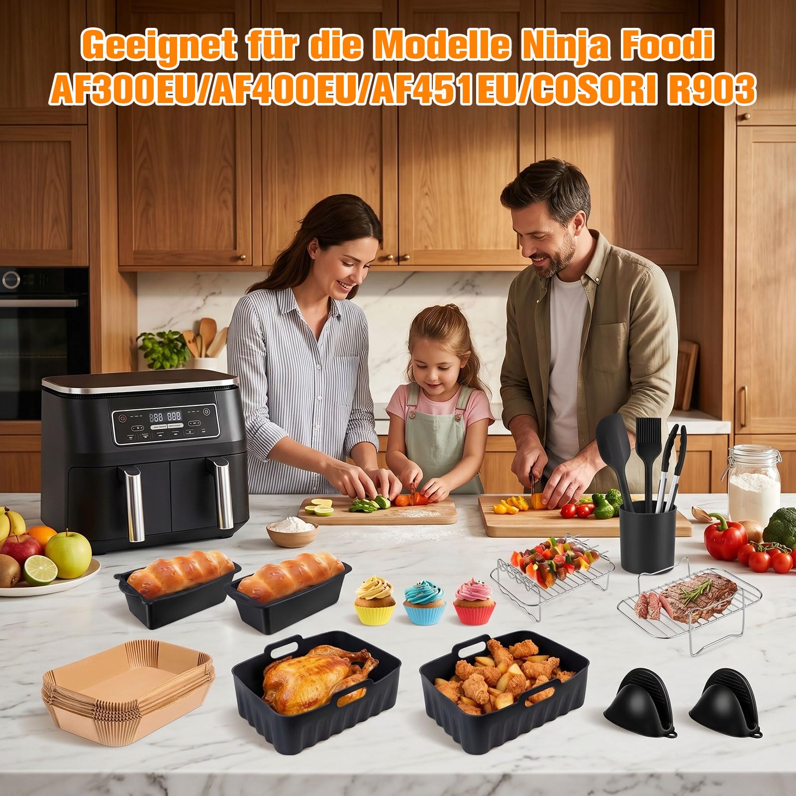 24 sztuki akcesoriów Ninja Airfryer, forma silikonowa do frytkownicy na gorące powietrze, akcesoria do Ninja Foodi Max Dual Zone AF400EU AF300EU 7,6-9,5L, wkładka silikonowa do frytkownicy Air Fryer