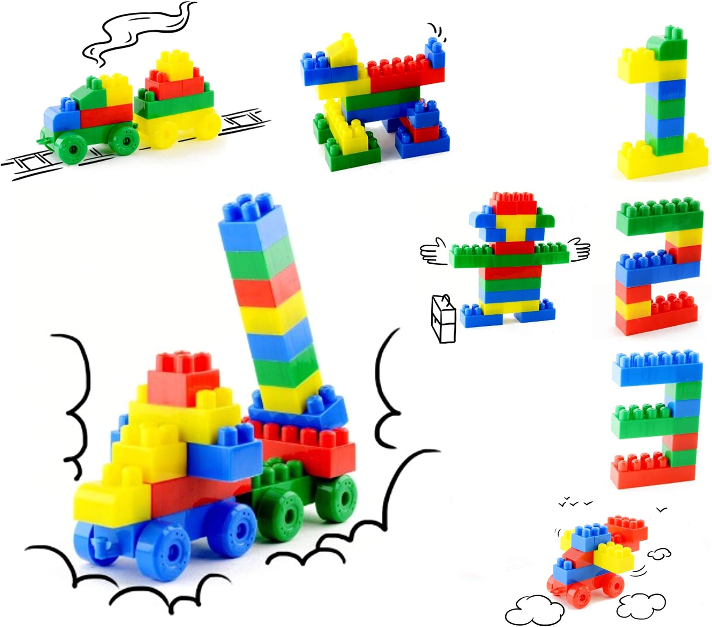 SARTHAM Building and Construction Blocks Toy for Kids, Age 3 to 8, Multi color