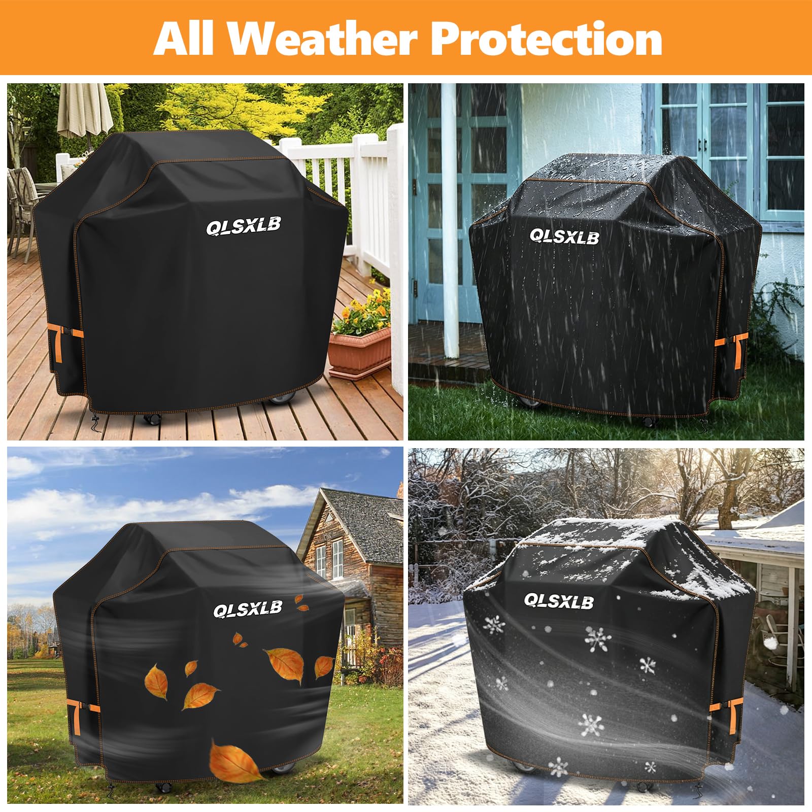Funda Barbacoa Exterior Impermeable, 420D Oxford Cubierta BBQ de Parrilla 165x71x122cm, Fundas Protectora para Barbacoa Anti-Viento/Anti-Polvo/Anti-Humedad/Anti UV, Resistente al Desgarro Negro