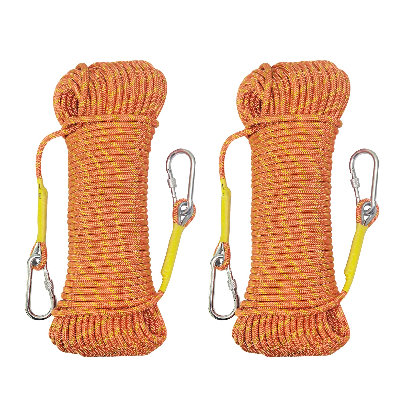 2 Pcs Corda da Arrampicata 8mm per Arrampicata Statica 5m Corda di Sicurezza con 2 Moschettone ad Alta Resistenza per Alpinismo Fuga Strumenti Salvavita