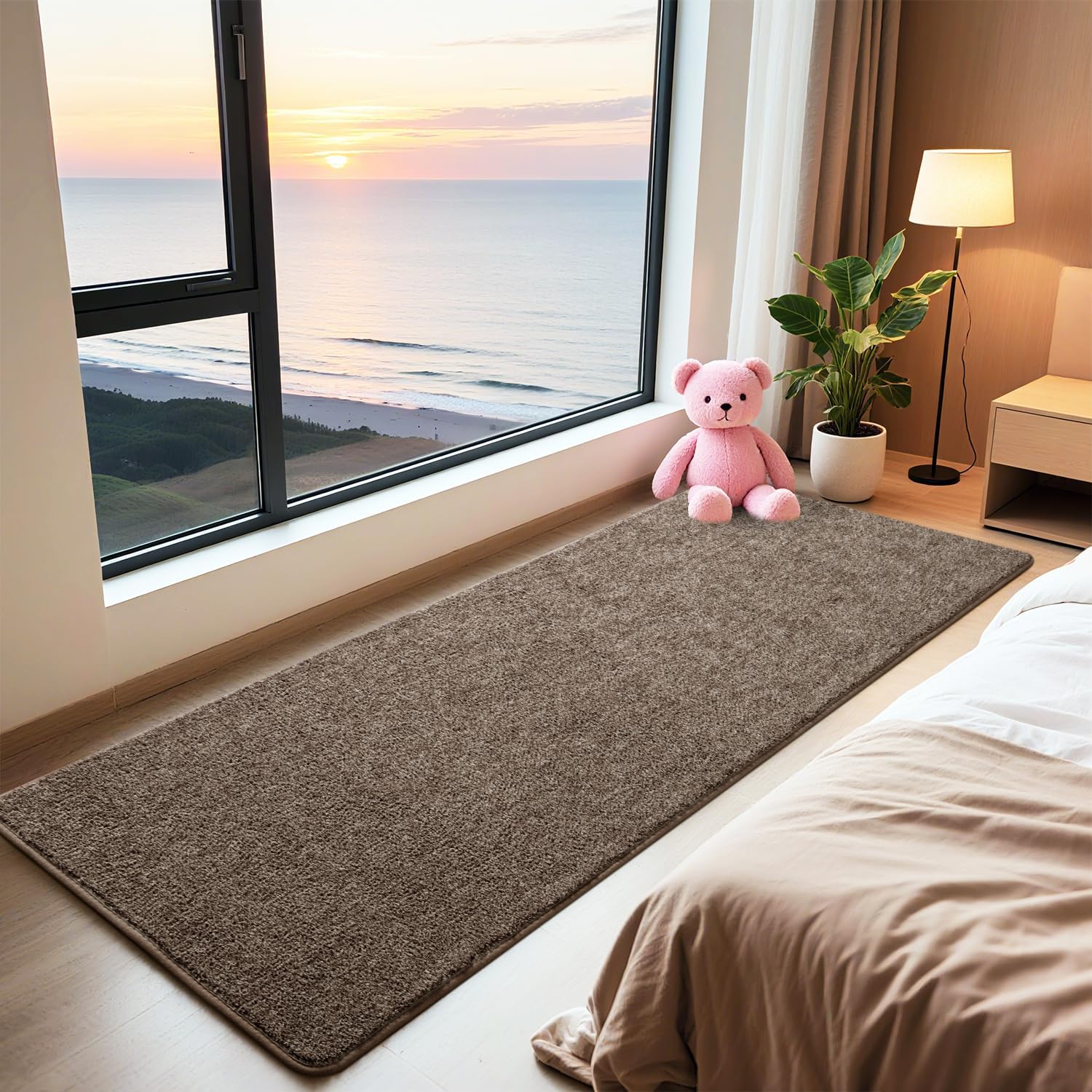 HQAYW 2x6 Soft Runner Rug for Hallways, Thickened Memory Foam Small Throw Bedside Rugs for Bedroom Living Room, Indoor Low Pile Washable Non Slip Carpet for Teens Kids Nursery Dorm Decor, Brown - Image 5