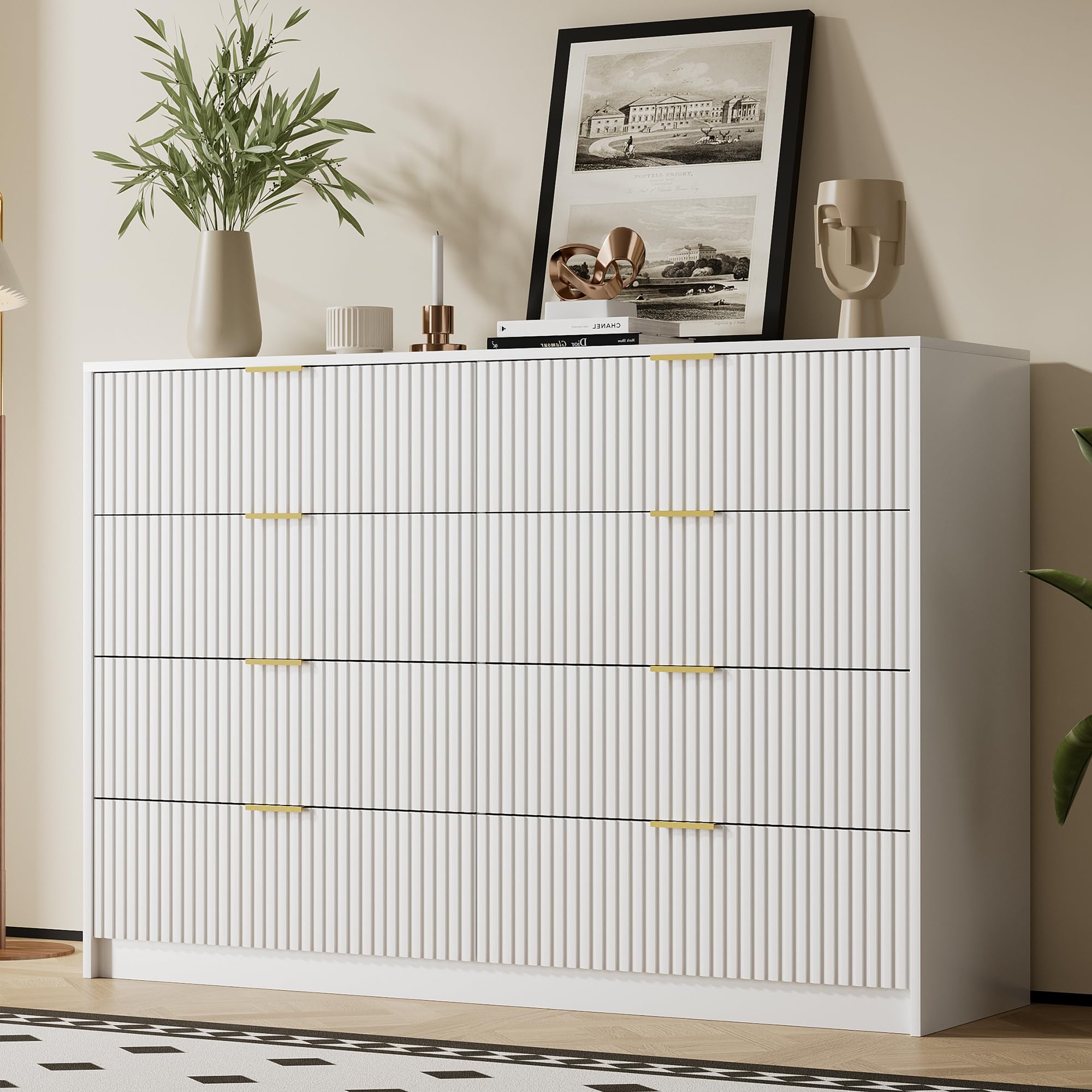 Amazon.com: Furniway White 8 Drawer Dresser for Bedroom, Modern