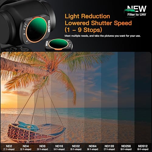 Miniatura 6 de Juego de filtros ND magnéticos ajustables para DJI Osmo Pocket 3 Creator Combo, filtros ND ajustables 1-5 topes + 6-9 topes, paquete de 4 (CPL, UV,