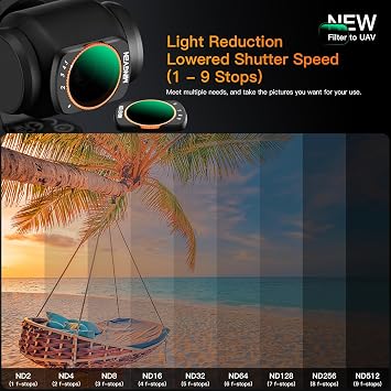 Magnetic Adjustable ND Filters Set for DJI Osmo Pocket 4/Pocket 3/Xtra Muse Camera Accessories, Adjustable ND Filters 1-5 Stops + 6-9 Stops - 4 Pack (CPL, UV, VND2-32 VND64-512)