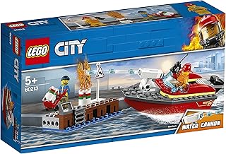 LEGO City Fire Incendio al Porto, Set di Costruzioni con Motoscafo Antincendio con Cannone ad Acqua e Minifigure di Pompiere, Giocattolo da Bagno per Bambini di 5 Anni, 60213