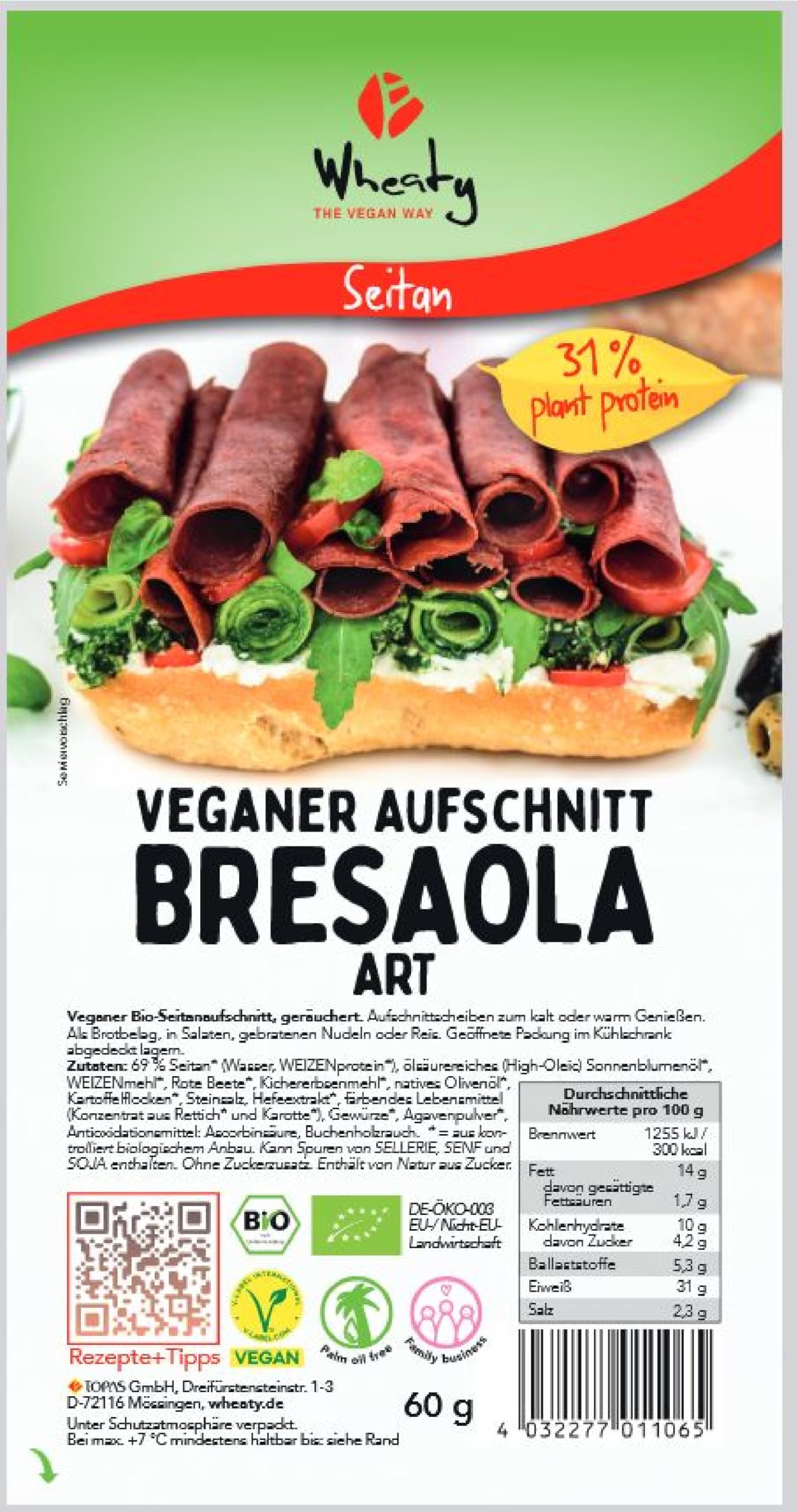 Veganer Aufschnitt Bresaola Art 12 x 60 g