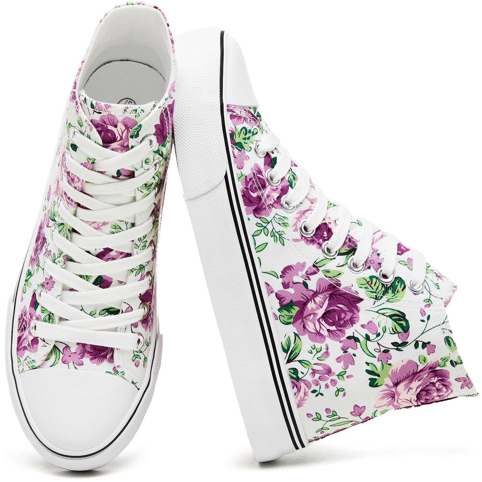 Womens High Top Canvas Sneakers Fashion White Shoes for Women