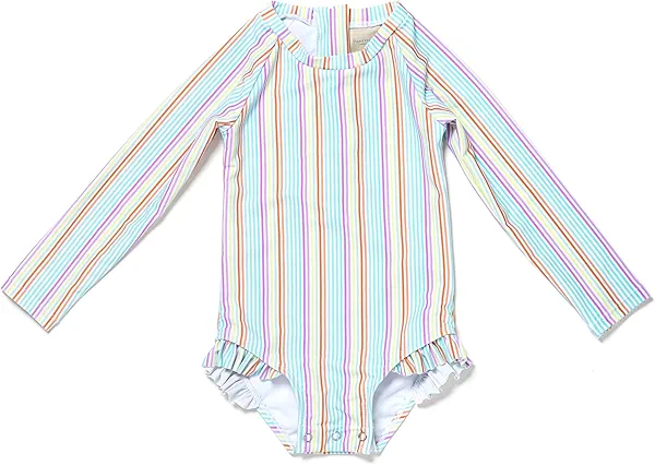 Coast & Crest Baby and Toddler Girl Long Sleeve Rash Guard One Piece Swimsuit