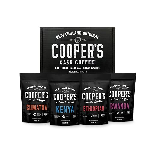 Gourmet Coffee Sampler Gift Box Set | Ground Coffee 4 bags | 1lb Total | Single Origin Sumatra Dark, Kenya AA Medium-Dark, Rwanda Medium, Ethiopian Medium-Light,1lb Total