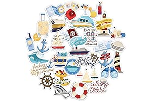 Navy Peony Watercolor Beach Water Bottle Stickers