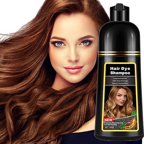 Champú instantáneo de tinte para cabello castaño para cabello gris 3 en 1, champú de cabello castaño natural para mujeres y hombres, colores negros,