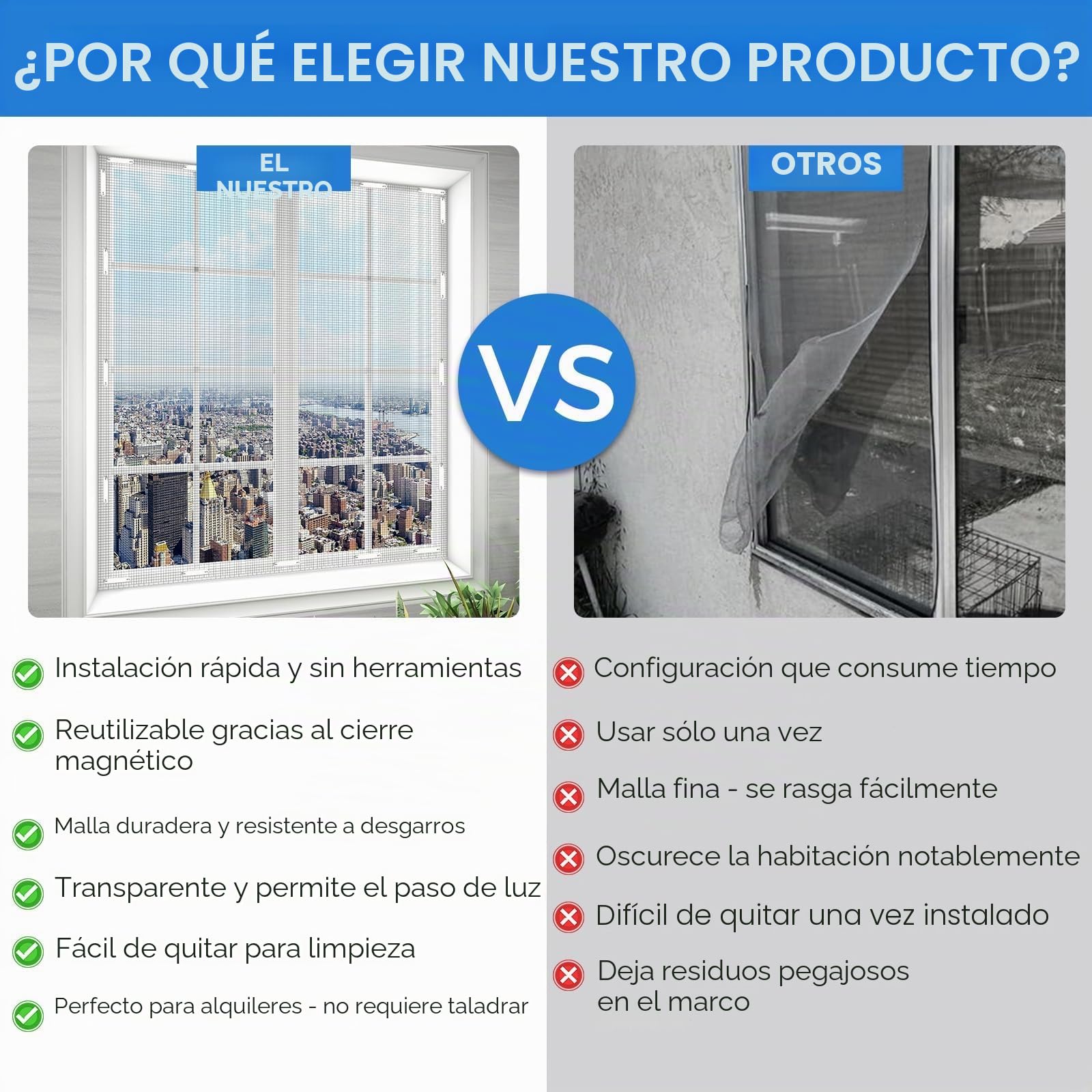Wukong Set 2 Mosquiteras Ventana con Cierre Magnético – 2 Redes 150x130 cm Recortables, 24 Imanes, Fácil Instalación sin Taladro, Reutilizables