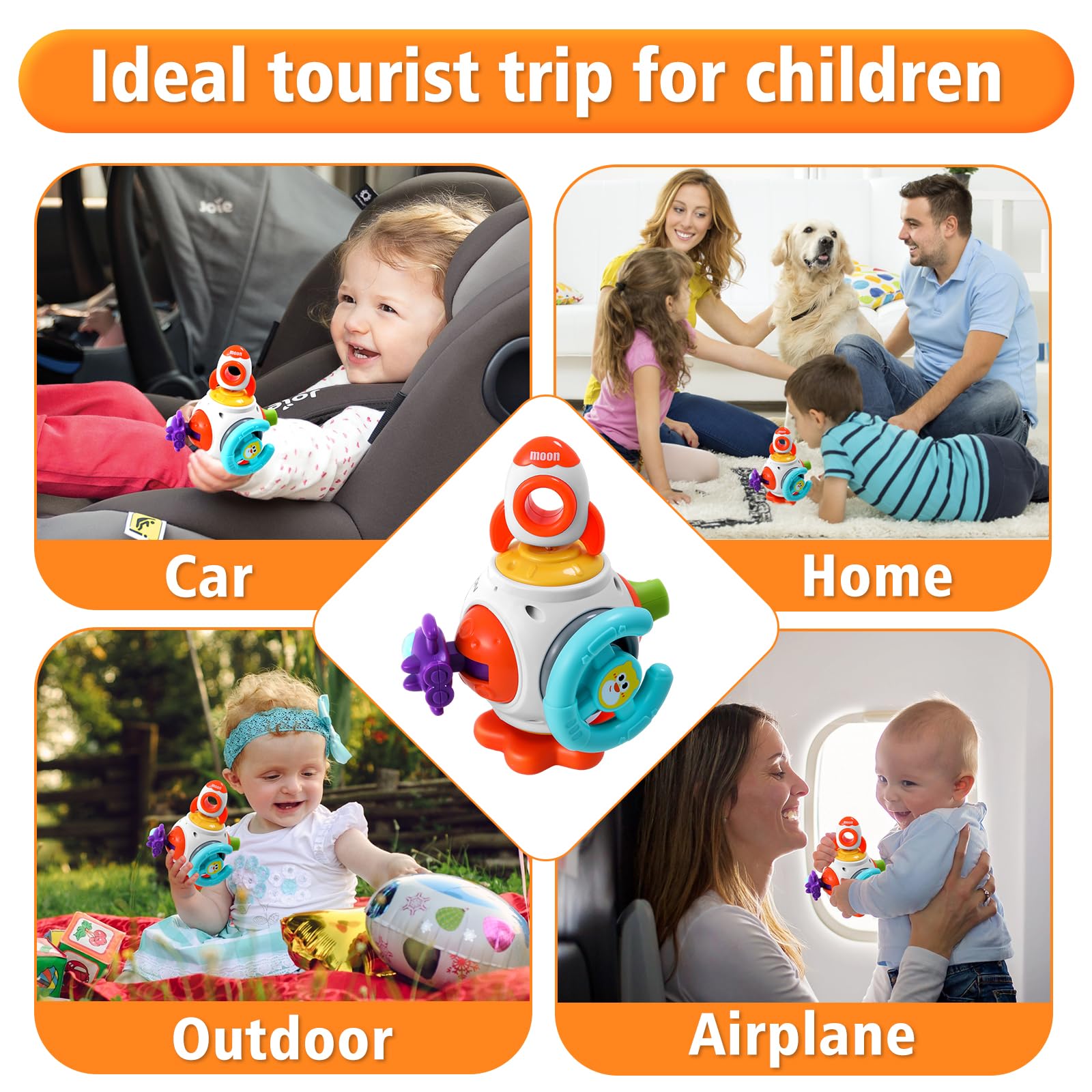 Cube Sensoriel D'Activités Montessori 6 En 1 Pour Bébé 6-36 Mois - Jouet Éducatif Portable Pour Voiture Et Avion
