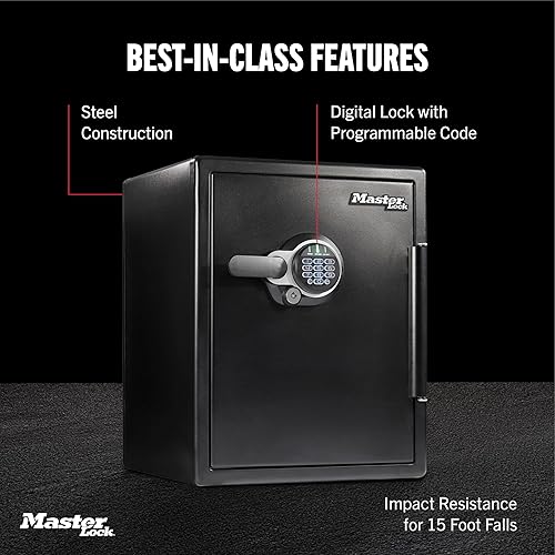 Miniatura 4 de Master Lock Caja fuerte ignífuga e impermeable de acero negro con teclado digital, 2.0 pies cúbicos, STW205GYC